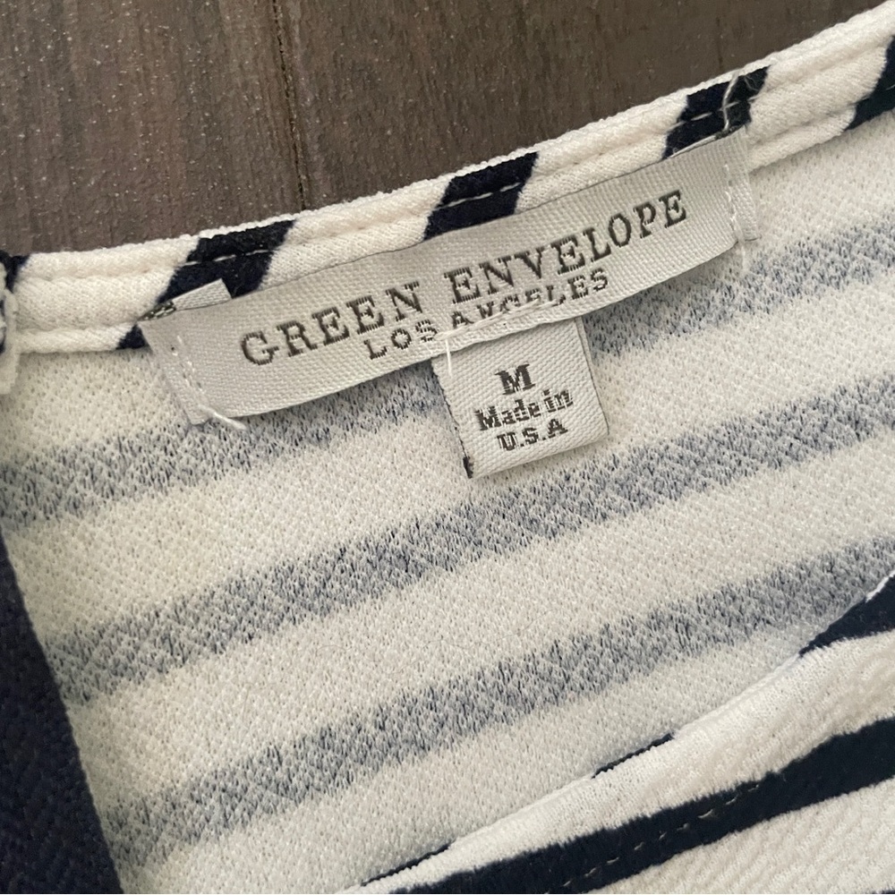 Green Envelope Black and White Stripe Top - Picture 5 of 7